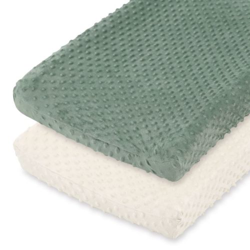 The Peanutshell Minky Dot Sage Ultra Soft Baby Mat Cover, 2 Pack