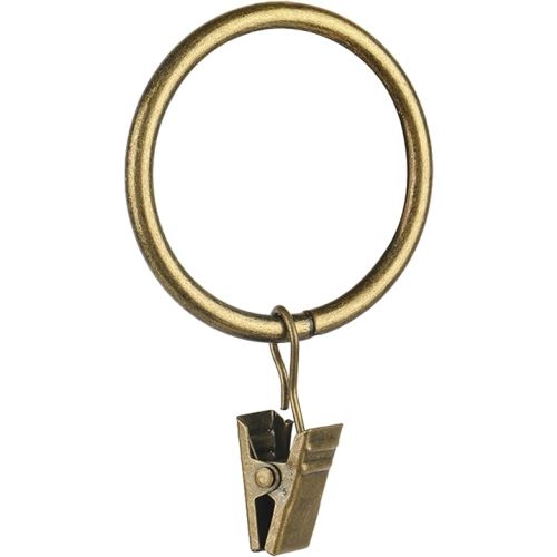 30 PCS Antique Brass Clips Curtain Hooks for Curtain Rod, This Drapery Curtain Ring with Clips Hook Fit Up to 1.0~1.25 -inch Drapery Panel (1 1/2-Inch Inner Diameter)