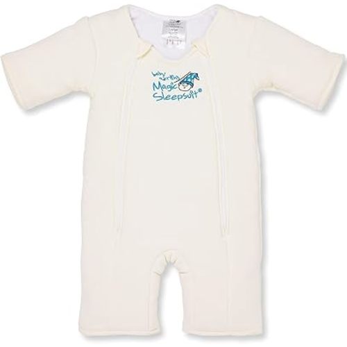 Magic Sleepsuit Baby Merlin's Microfleece Baby Swaddle Transition Product - Soft and Cozy Design, Double Zipper for Easy Diaper Changes, Promotes Safe Sleep, 3-6 Months - Cream - Small 12-18lbs