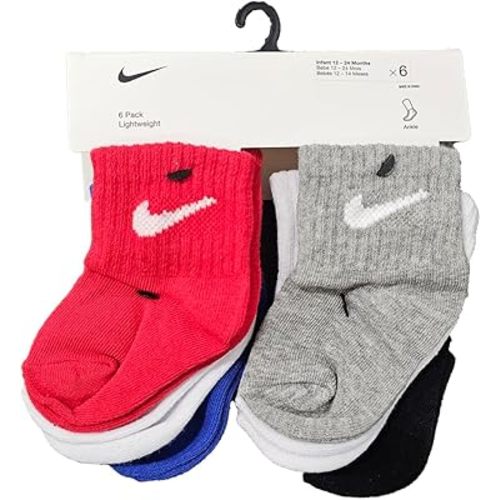 Nike Infant Baby Boys & Girls Lightweight Ankle, 6 Pack Socks, 6-24 Months