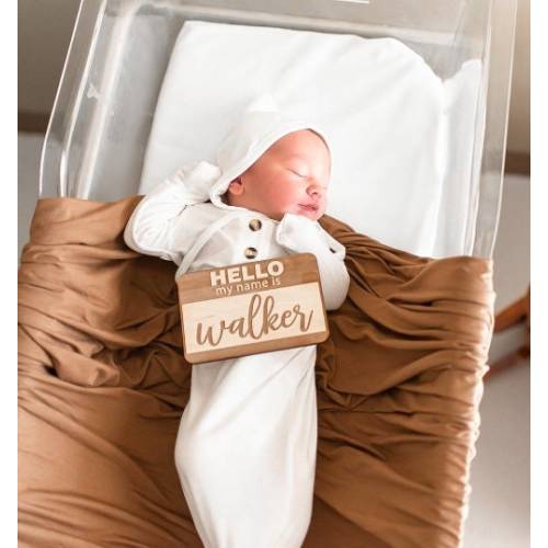 Birth Announcement Sign / Hello My Name Is Wooden Sign /Baby Name Announcement / Baby Shower Gift / Fresh 48 Name Sign / Newborn Photo Prop