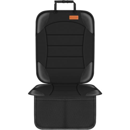 Siivton Car Seat Protector for Child Car Seat,Waterproof Car Seat Cover for Leather and Fabric Seats, 2 Mesh Pockets, Non-Slip Bottom,Thick Padding Cushion (Black)