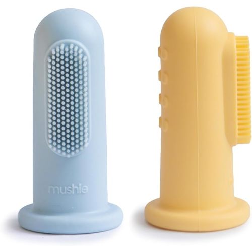 mushie Baby Finger Toothbrush (Powder Blue/Daffodil) 2-Pack