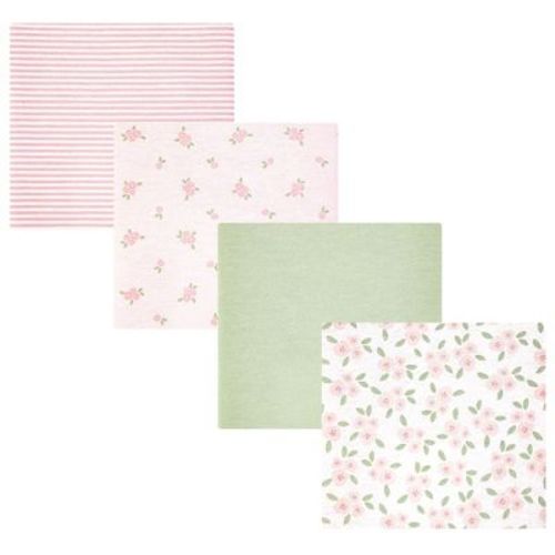 Hudson Baby Girl Cotton Poly Flannel Receiving Blankets 4-Pack, Sweet Little Floral, One Size