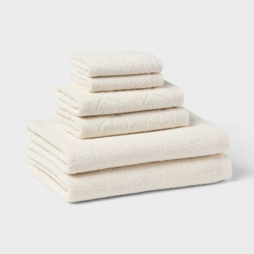 6pc Everyday Bow Dorm Towel Set Ivory - Room Essentials™