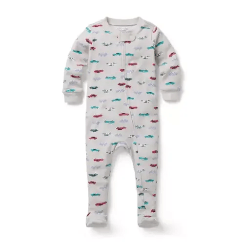 Baby Moon Grey Racecar Baby Organic Cotton Racecar Footed Pajama by Janie and Jack
