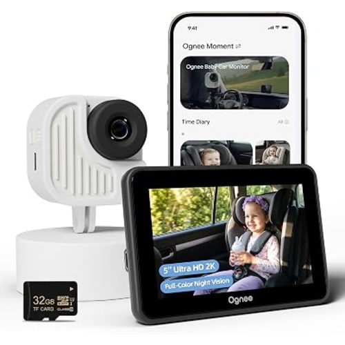 Ognee Baby Car Camera, Wirless 2K Crystial Clear Color Night Vision