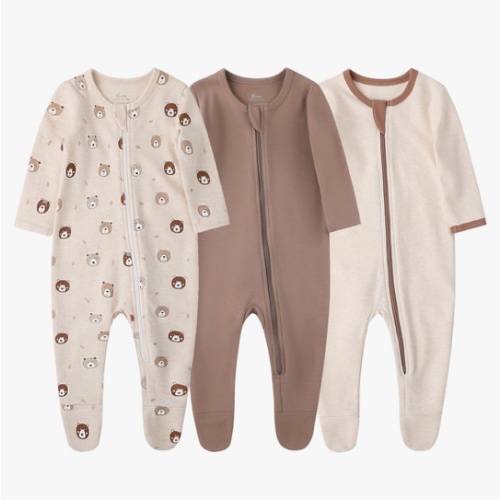 O2 BABY Baby Boys Girls Organic Cotton Zip-Front Sleeper Pajamas, Footed Sleep 'n Play