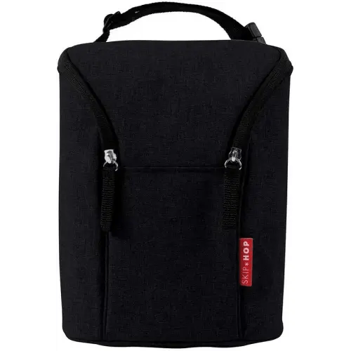 Skip Hop Insulated Breastmilk Cooler And Double Baby Bottle Bag, Black
