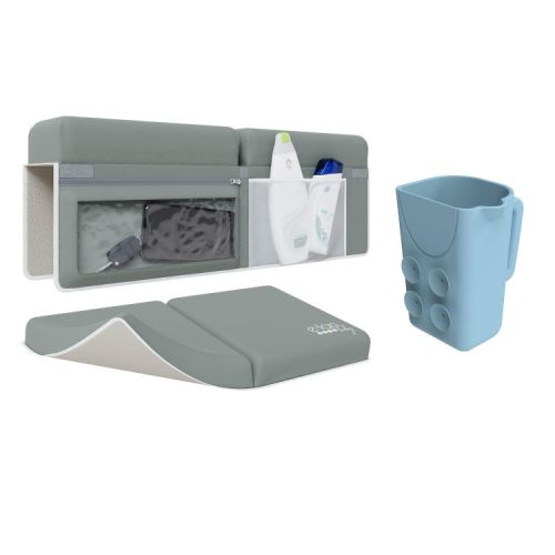 Elan Baby Bath Kneeler & Elbow Rest Pad Set with Bathing Cup, Non-Slip Design, Includes 4 Toy Pockets – Waterproof and Easy to Clean