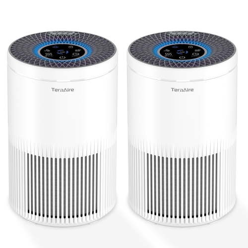 Air Purifiers for Home with PM 2.5 Air Quality Monitor, White 2 Count