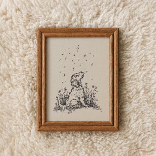 Puppy Dog Nursery Print: Cottage Core Sketch Wall Art (Digital Download)