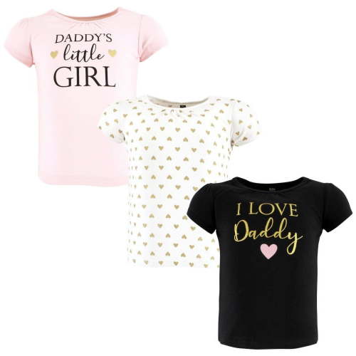 Hudson Baby Infant Girl Short Sleeve T-Shirts, Girl Daddy, 6-12 Months
