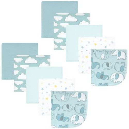 Hudson Baby Infant Boy Flannel Washcloths, Boy New Elephant 10Pk, One Size