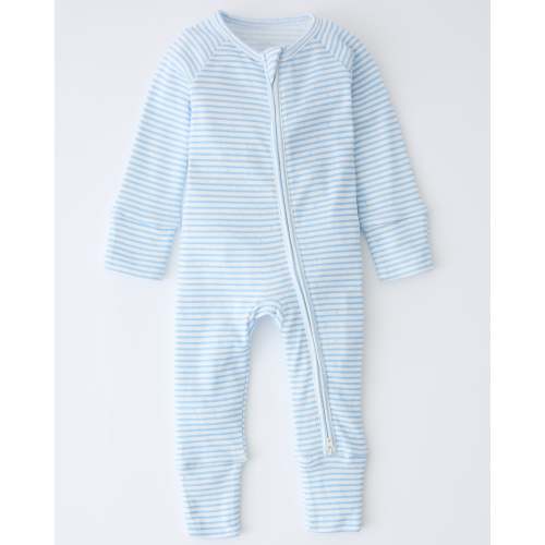 Pointelle Baby Sleeper Pajama | Blue Candy Stripe - Storq by Kindred Bravely
