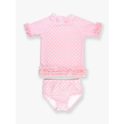 Pink Embroidered Vintage Dot Flutter Overall Romper