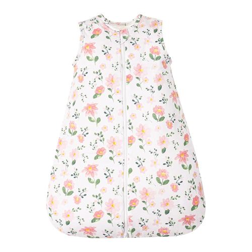 PHF 100% Cotton Baby Sleep Sack 0-6 Months, 2.5 TOG Winter Baby Wearable Blanket with 2-Way Zipper, Warm Comfy Quilted Sleeping Bags, Infant Sleeping Sack for Newborn Girls, Small Size, Floral