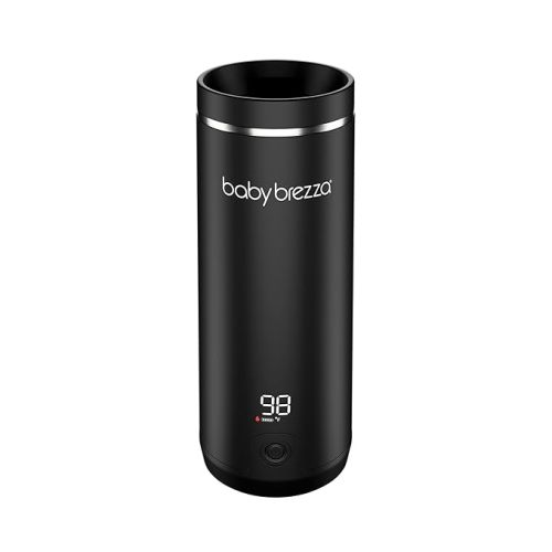 Baby Brezza Portable Warmer – 3X Faster Baby Bottle Warming - Travel Breastmilk and Formula Warmer - Safe, Even Heating - Up to 9oz - No Adapters, Black