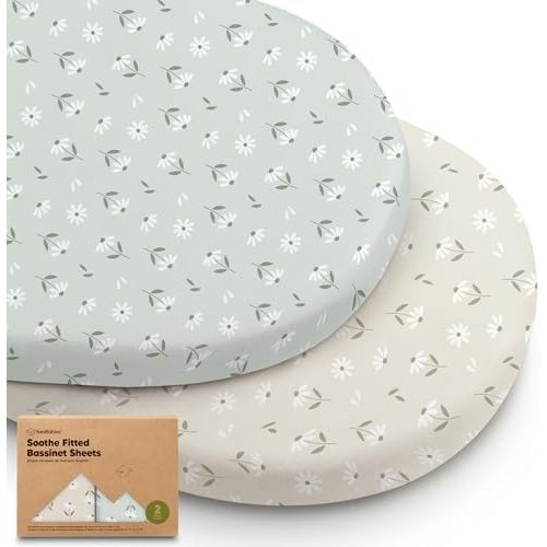 2pk Organic Baby Bassinet Sheets Boys, Girls, Fitted Sheet (Daisies)