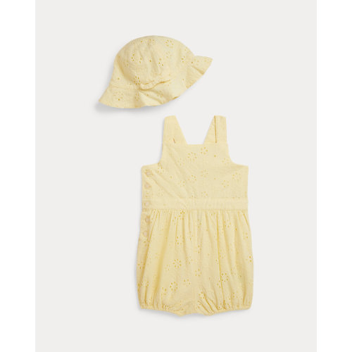 Eyelet Cotton Bubble Shortall & Hat for Baby Girls | Ralph Lauren