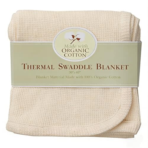 TL Care 30" X 40" Thermal/Waffle Swaddle Blanket Made with Organic Cotton, Natural Color, Soft Breathable, for Boys and Girls