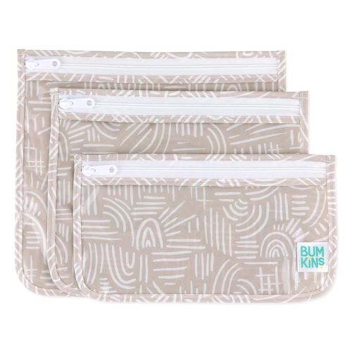 Bumkins Travel Bag, Toiletry, Baby, TSA Approved Pouch, Zip Bag, Quart Size Airline Compliant, Clear-Sided, Diaper Bag Organization, Makeup, Accessories, Set of 3 Sizes, Desert Boho