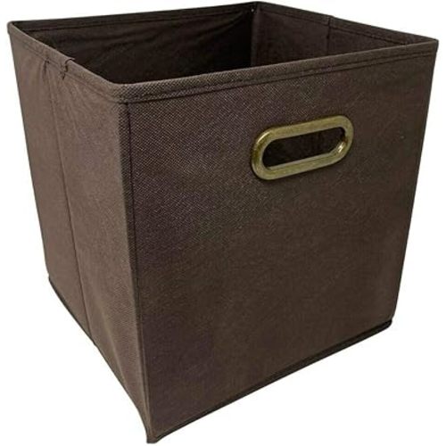 6 pack Fabric Storage Bins Box Organizer Cube Basket Container 10.5"x10.5"x11" Brown w/Metal Handle