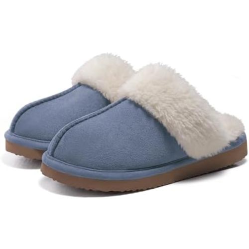 Fuzzy Memory Foam Slippers for Women Indoor Outdoor House Shoes