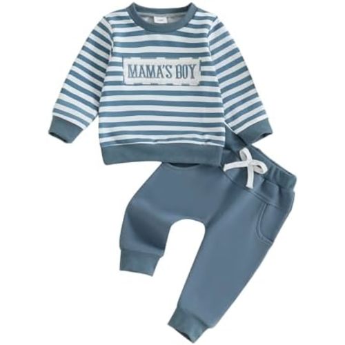 Madjtlqy Toddler Baby Boy Fall Clothes Embroidery Sweatshirt Pullover Tops + Casual Pants Infant 2 Piece Winter Outfit Set