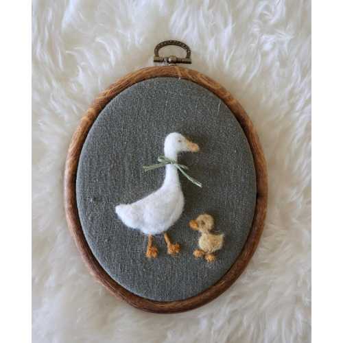 Nursery Decor - Wool - Farm Inspired Art - Wool Hoop Art - Needle Felt - Embroidery  - Baby Shower - Homestead - Duck - Farmyard Decor