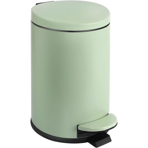 TIPGO Small Trash Can with Lid Soft Close, 4.5 Liters / 1.2 Gallon Bathroom Garbage Can, Mini Step Trash Bin, Stainless Steel Wastebasket for Bathroom, Bedroom, Office (Green)