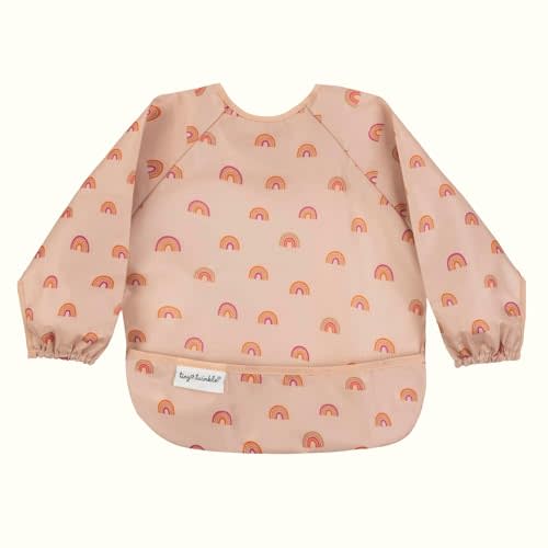 Tiny Twinkle Long Sleeve Bib for Babies & Toddlers – Waterproof Smock Bib for Eating – Machine Washable & Mess-Proof, Baby Feeding Essential & Shower Must-Have(Boho Rainbow, 6–24M)