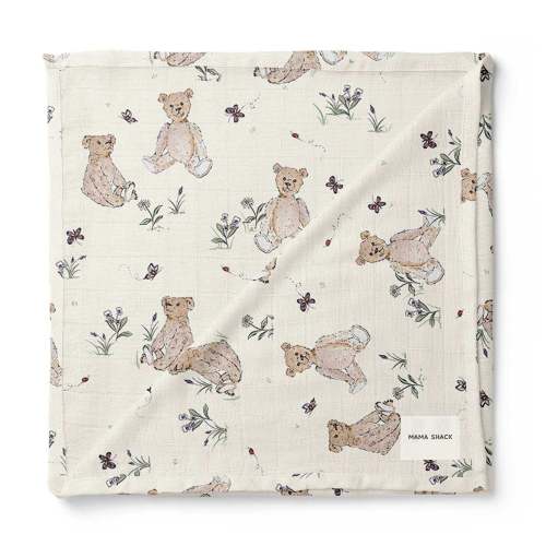 Muslin Swaddle Blanket - Vintage Bear