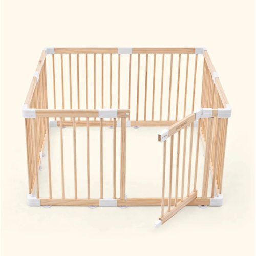 HARPPA Wooden Baby Gate Playpen | Non-Toxic Foldable DIY Adjustable Play Yard for Infants & Toddlers – Natural Finish Baby Fence for Small & Large Spaces