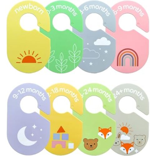 8 Pcs Baby Closet Dividers, Double-Sided Dividers for 0-24 Months (Pastel)