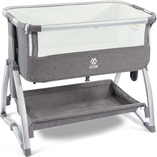 FlexWave 4-in-1 Adjustable Baby Bassinet, Foldable Bedside Sleeper, Portable Infant Crib，with Breathable Mesh, Secure Strap, Rocking Feature, Height Adjustable, for Newborn Comfort and Safety