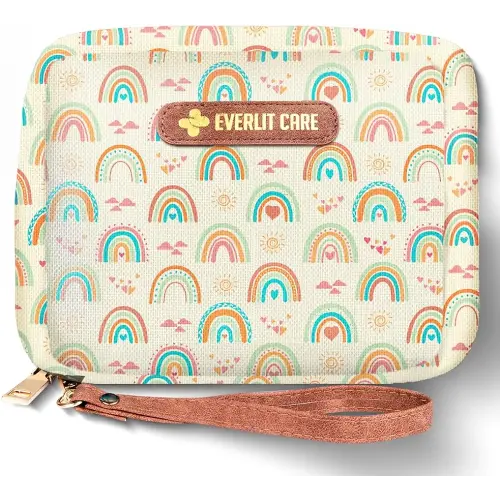 EVERLIT Care Rescue Pack | Family-Friendly First Aid Kit for Kids with 200 Pcs Medical Supplies | Travel-Friendly Compact Storage Bag for Home, Car, Travel, Camping, Adventure (Rainbow)