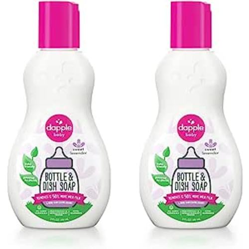 dapple Bottle and Dish Soap Baby, Hypoallergenic, Plant-Based, Sweet Lavender, 3 Fl Oz (Pack of 2)