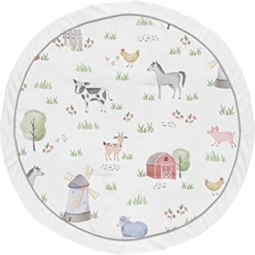 Sweet Jojo Designs Farm Animals Boy Girl Baby Playmat Tummy Time Infant Play Mat - Watercolor Farmhouse Horse Cow Sheep Pig