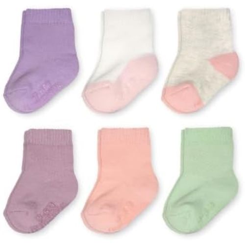 Fruit of the Loom All Weather Baby & Toddler Socks - Cotton Crew Socks with Grips for Boys, Girls and Unisex