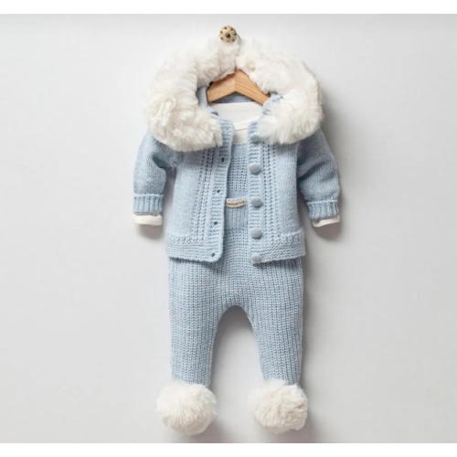 Baby Winter Rompers, Long Sleeve Baby Rompers, Newborn Hooded Rompers, Sheep Wool and Organic Knitwear Rompers (0-3M )