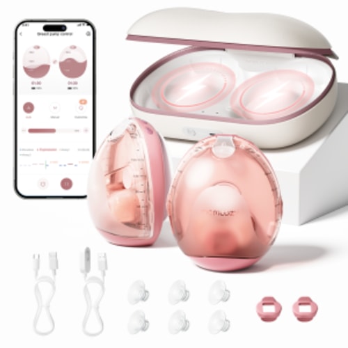 Momcozy Air 1 Ultra-Slim Breast Pump, Hands-Free Wearable Pump with Wireless Charging Case, App Control