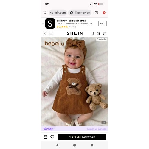 SHEIN Newborn Baby Girl Cute Versatile Casual Cartoon Bear Pattern Dress | SHEIN USA
