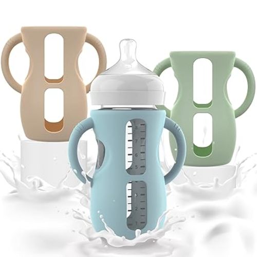 3PCS Philips Avent Glass Bottle Silicone Sleeves with Handles, Compatible with Philips Avent Glass Bottles 8 oz, Suitable for Avent Baby Bottles 8 oz, and Easy to Clean