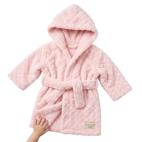 Unisex Grey Baby Fleece Robe with Hood for Boys and Girls Ages 0-9 Months by Everyday Kids