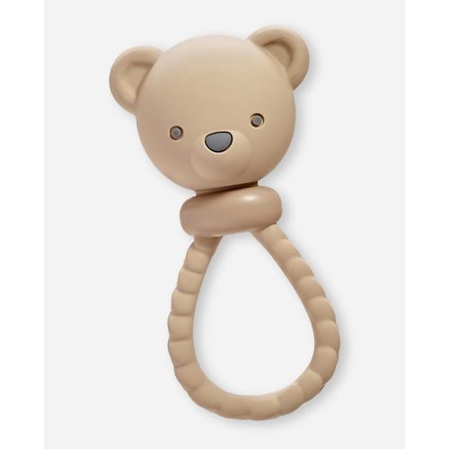 Itzy Ritzy Silicone Rattle Toy, Teething Toy with Soft Jingle Sound (Bear)