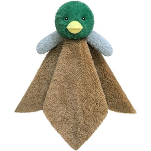 Baby Soft Mallard Duck Stuffed Animal Security Blanket, Plush Green Duck Character Lovey Blanket, Baby Shower/Nursery Gift, Newborn Infant Toddler Snuggle Blankie for Boys Girls, 14 Inches