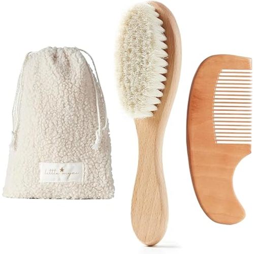 MYZI Baby Hair Brush Set – Baby Brush and Comb Set Newborn, Baby Comb and Brush Set Boy and Girl, Newborn Hair Brush and Newborn Comb - Baby Gift Set