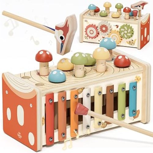 Lehoo Castle Montessori Pounding Toy with Xylophone for Toddler 1-2