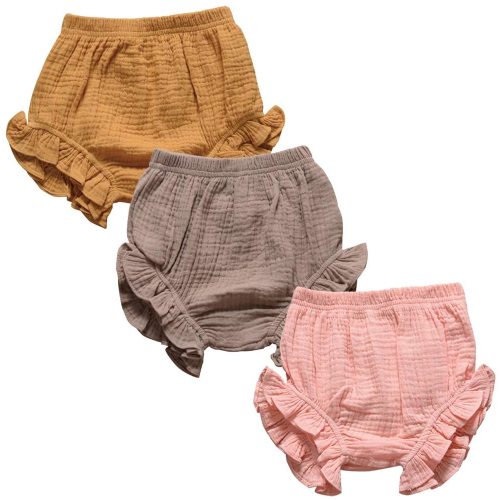 3PC Shorts Set Newborn Baby Girls Boys PP Pants Cotton Linen Blend Cute Floral Bloomers Triangle Shorts